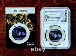 2022 Cook Islands $5 Virginia Big-Eared Bat. 999 Silver NGC MS70 Colorized