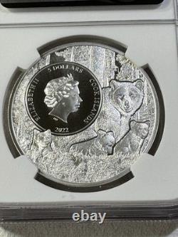 2022 Cook Islands $5 Wisconsin Badger Silver Coin Graded MS 70 by NGC