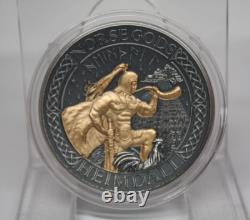 2022 Cook Islands Antiqued withSelective Gilding Norse Gods 2oz Silver Coin035GRA