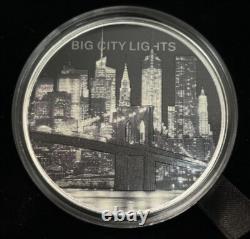 2022 Cook Islands Big City Lights NY 1 oz Silver Proof Coin with Case & COA