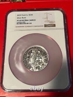 2022 Cook Islands CIT 3 oz Silver Proof Silver Bursts 2.0 NGC 69