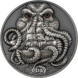 2022 Cook Islands Cthulhu Mythos HP Lovecraft 3 oz 999 Silver Coin UHR Sold Out