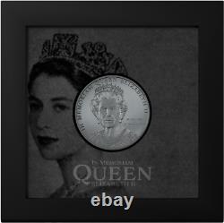 2022 Cook Islands In Memoriam Queen Elizabeth II 1oz Silver Black Proof Coin