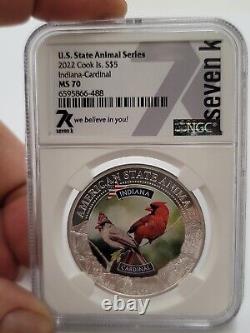 2022 Cook Islands Indiana Cardinal Ngc Ms70 American State Animals 1 Oz Silver