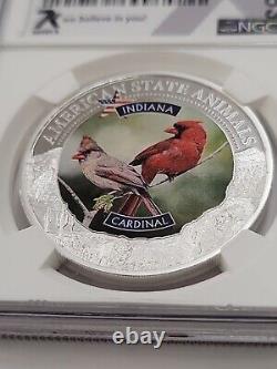 2022 Cook Islands Indiana Cardinal Ngc Ms70 American State Animals 1 Oz Silver