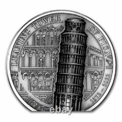 2022 Cook Islands LEANING TOWER OF PISA, PCGS MS70, 2 oz. Silver Antique Coin