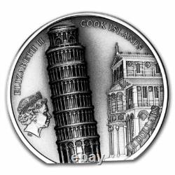 2022 Cook Islands LEANING TOWER OF PISA, PCGS MS70, 2 oz. Silver Antique Coin