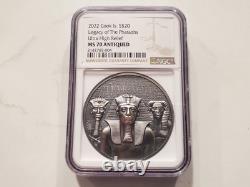 2022 Cook Islands LEGACY OF THE PHARAOHS 3 oz Silver NGC MS70 Antiqued Coin
