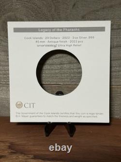 2022 Cook Islands LEGACY OF THE PHARAOHS Antique 3 Oz Silver Coin