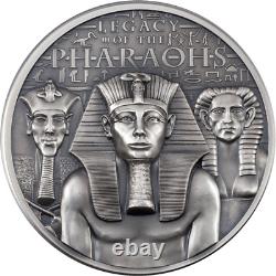 2022 Cook Islands Legacy of the Pharaohs Antiqued 3 oz. 999 Silver Coin