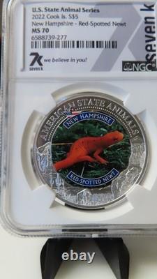 2022 Cook Islands New Hampshire Red Spotted Newt NGC MS70 US State Animal Series