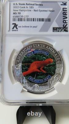 2022 Cook Islands New Hampshire Red Spotted Newt NGC MS70 US State Animal Series