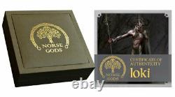 2022 Cook Islands Norse Gods Loki HR 2 oz Silver Gilt Antiqued $1 BU