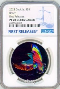 2022 Cook Islands Roller 1oz. 999 Silver Coin Eclectic Nature Bird CIT NGC 70 FR