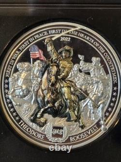2022 Cook Islands S$10 Theodore Roosevelt 2 Oz Silver Coin NGC PF70 Ultra Cameo