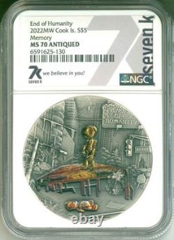 2022 Cook Islands S$5 End Of Humanity Memory NGC MS70 Antiqued COA