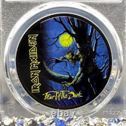 2022 Cook Islands Silver $5 PR70 Black Obsidian Iron Maiden Fear Of Dark POP 62