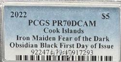 2022 Cook Islands Silver $5 PR70 Black Obsidian Iron Maiden Fear Of Dark POP 62