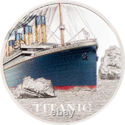 2022 Cook Islands Titanic Coin 3oz Colorized UHR. 999 Silver Proof CIT
