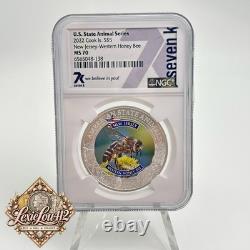2022 Cook Islands U. S. State Animals New Jersey Honey Bee 1oz Silver NGC MS70