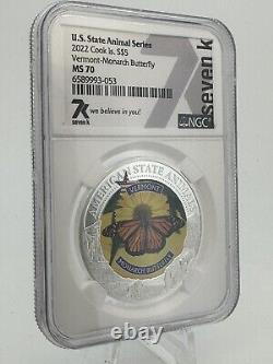 2022 Cook Islands US State Animal Series Vermont Monarch Butterfly NGC MS 70
