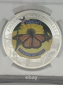 2022 Cook Islands US State Animal Series Vermont Monarch Butterfly NGC MS 70