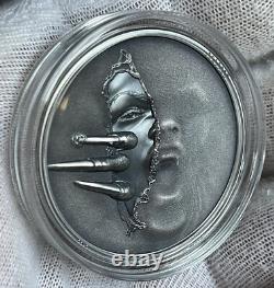 2022 Cook Islands Untrapped 1 oz Silver Antiqued Coin High Relief