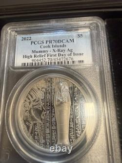 2022 Cook Islands X-Ray Mummy Silver Coin PCGS PR70DCAM First Day Issue