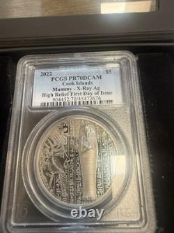 2022 Cook Islands X-Ray Mummy Silver Coin PCGS PR70DCAM First Day Issue