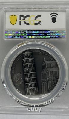 2022 PCGS MS70 2oz. Silver, PCGS MS70, Cook Island, FDOI, Leaning Tower of Piza