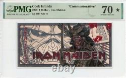 2022 Pmg 70 Cook Islands $1 Dollar Iron Maiden Senjutsu 5g. 999 Fine Silver
