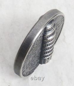 2022 SILVER COOK ISLANDS $10 LEANING TOWER OF PISA 2oz ANTIQUED COIN BOX COA