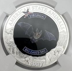 2022 SILVER COOK ISLANDS $5 VIRGINIA BIG EARED BAT STATE ANIMAL 1oz NGC MS 70