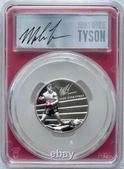 2023 2 oz Cook Islands Silver Mike Tyson Coin with Autograph PCGS PR70 DCAM