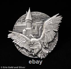 2023 $5 Cook Island Harry Potter Hedwig 5 oz Antique Silver Coin