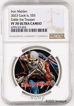 2023 $5 Cook Islands 1oz Silver Iron Maiden Eddie the Trooper NGC PF70 UC