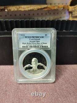 2023 $5 PCGS PR70DCAM Cook Island Second Skin, High Relief First Day Of Issue