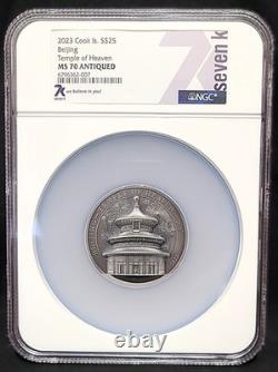 2023 5oz $25 High Relief Beijing Temple of Heaven MS70 ANTIQUED FREE SHIPPING