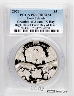 2023 CI $5 X-Ray Creation of Adam 1oz Silver High Relief Coin PCGS PR70