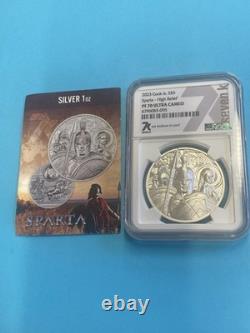 2023 CIT Sparta Warriors 1oz 999 Proof UHR Silver Cook Islands Coin NGC PF70 UC