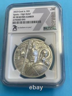 2023 CIT Sparta Warriors 1oz 999 Proof UHR Silver Cook Islands Coin NGC PF70 UC