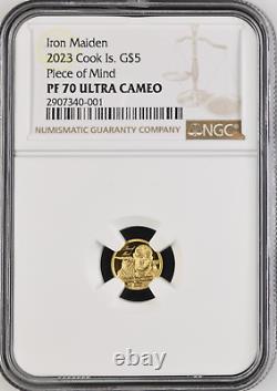 2023 COOK ISLANDS $5.5g IRON MAIDEN PEACE OF MIND NGC PF70 UC. 999 GOLD