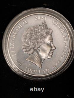 2023 Cook Islands $1 Norse Gods Freyr 2 oz. 999 Silver Coin in OGP 24 kt plate