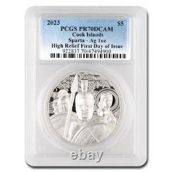 2023 Cook Islands 1 oz HR Silver Sparta PR-70 DCAM PCGS (FDI)