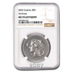 2023 Cook Islands 1 oz Silver Antique Arethusa MS-70 NGC