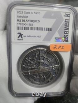 2023 Cook Islands $10 Astrolabe 2oz Silver. 999 NGC MS70 Antiqued