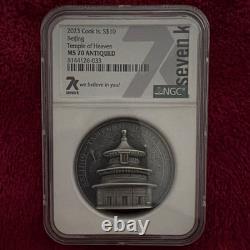2023 Cook Islands $10 Beijing Temple of Heaven Silver Coin NGC MS70 Antiqued