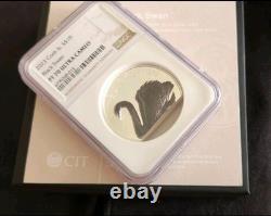 2023 Cook Islands $10 Black Swan 2oz Black Proof Silver High Relief NGC PF70 OGP