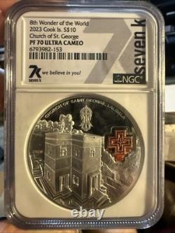2023 Cook Islands $10 Church of St. George 2oz Silver NGC PF70 Ultra Cameo COA