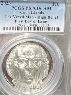 2023 Cook Islands $10 The Vexed Man 2 Oz High Relief Coin PCGS PR70DCAM FDI
